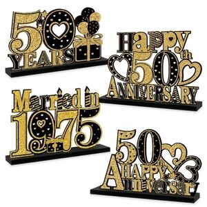 Gold and Black Wood 50th Anniversary Party Decorations